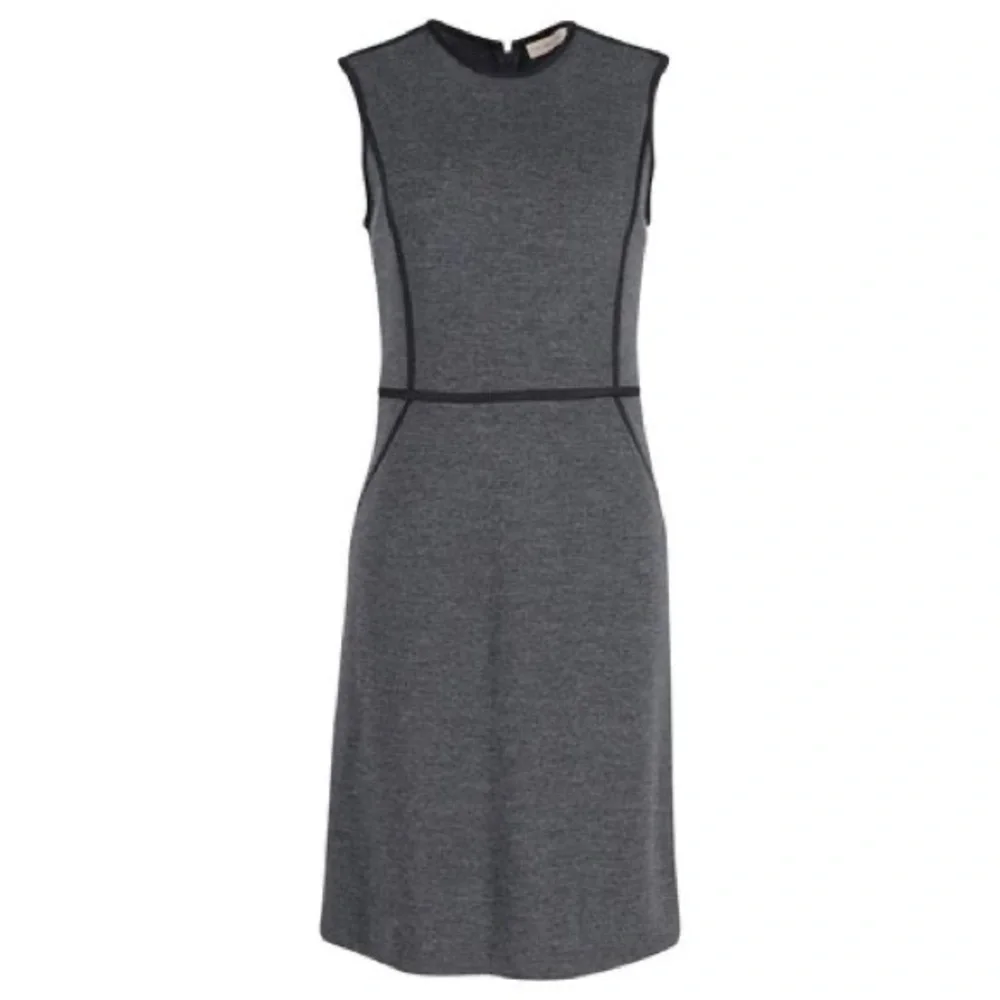 Tory Burch Grey Wool Sheath Dress with Black Trim Size Small